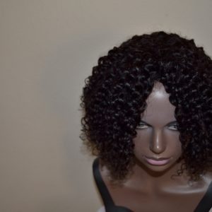 Handmade Wig – Brazilian Kinky Curly 8A Natural Color 10-10-10