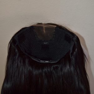 Handmade Brazilian Virgin Straight Hair With Closure Lace Wig 8A 1B 16-16-16 with 12 inch Top Closure3