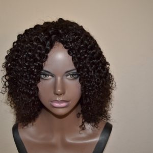 Handmade Wig – Brazilian Kinky Curly 8A Natural Color 10-10-10